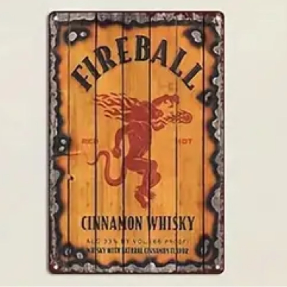Fireball Cinnamon Whiskey Tin Sign‎